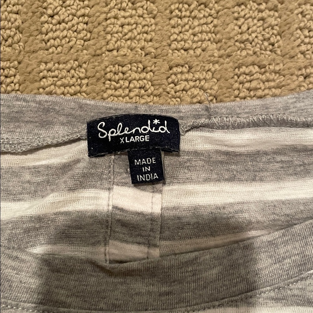 Splendid Light Gray and White Striped Long Sleeve Top - Picture 2 of 3